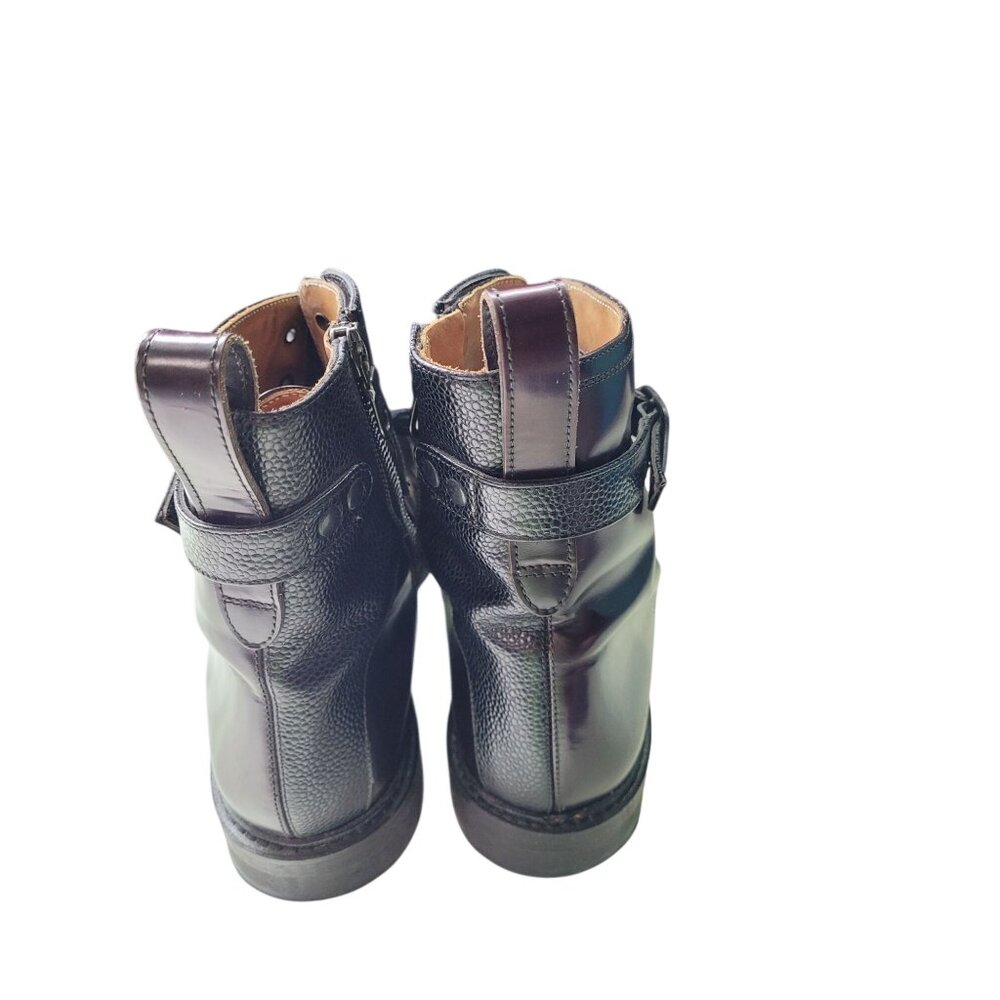 Italian Leather Side Zip Lace-Up Ankle Boots Mens 9 Brown George Brown BILT - Picture 12 of 14